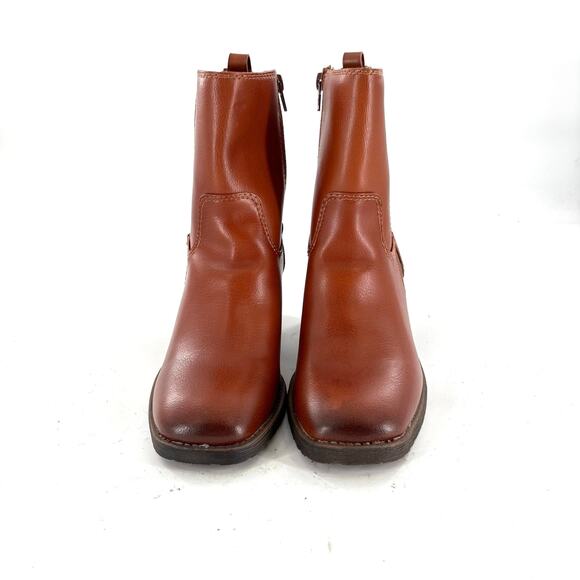 Zodiac Claret Chelsea Boots 8.5 Brown NWOT Ankle Booties Vegan Leather Heel - Picture 6 of 7